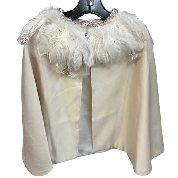 Monique Lhuillier Pottery Barn Kids Cream Feather Cape‎ One Size Girls